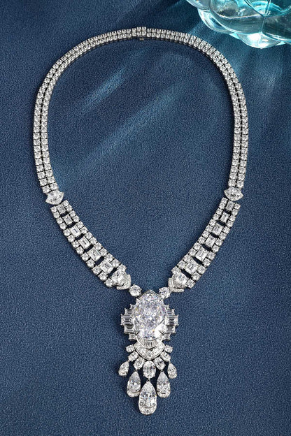 S925 Silver 50.96ct Imitation White Lab Grown Necklace PW744Y