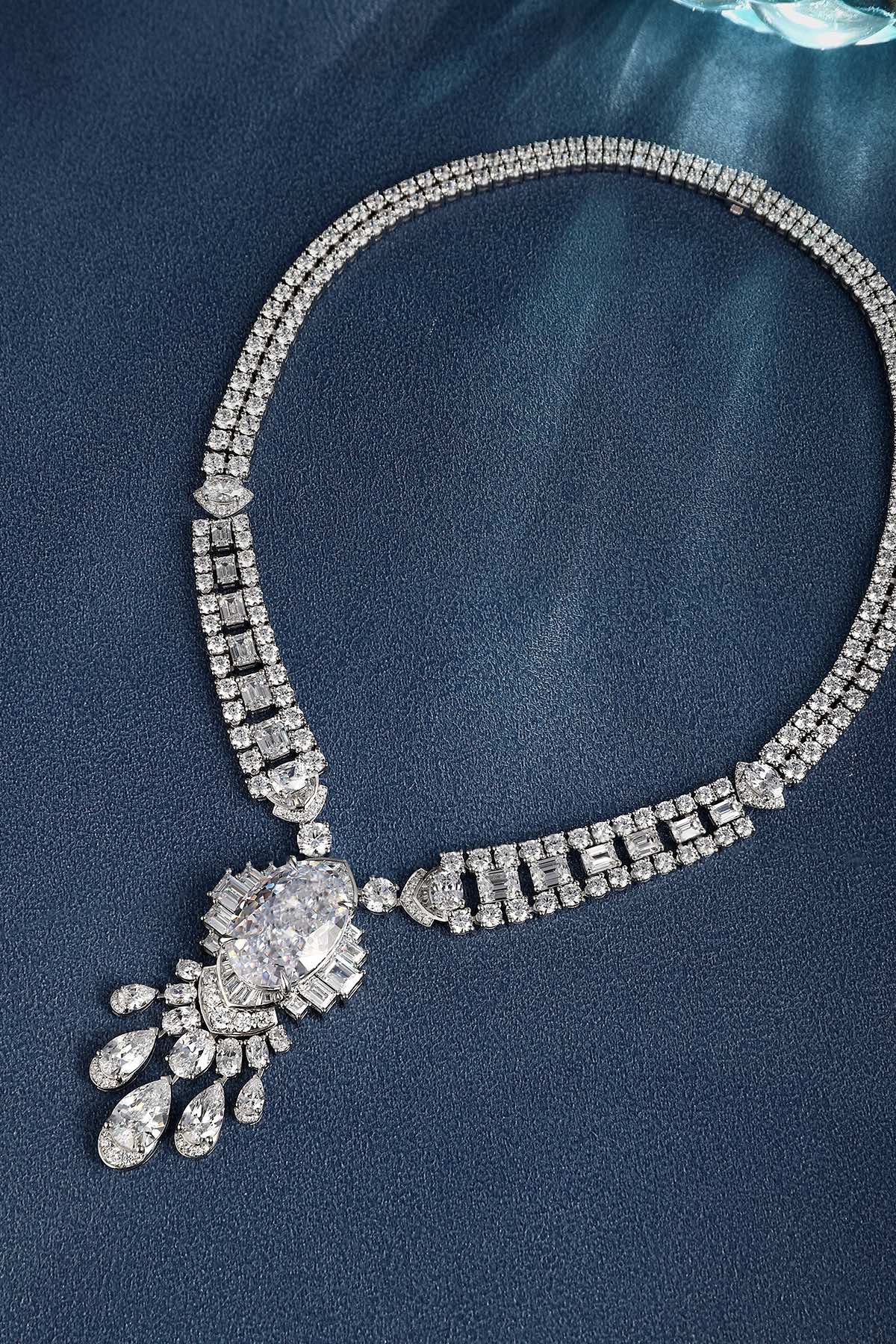 S925 Silver 50.96ct Imitation White Lab Grown Necklace PW744Y