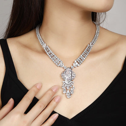 S925 Silver 50.96ct Imitation White Lab Grown Necklace PW744Y