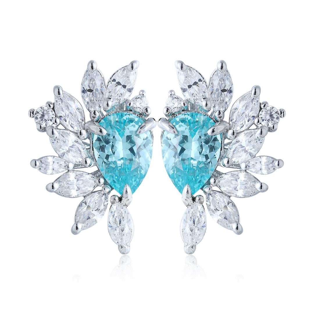 S925 Silver 2.13ct Pear Shaped Lab Grown Paraiba Earrings JE476Y
