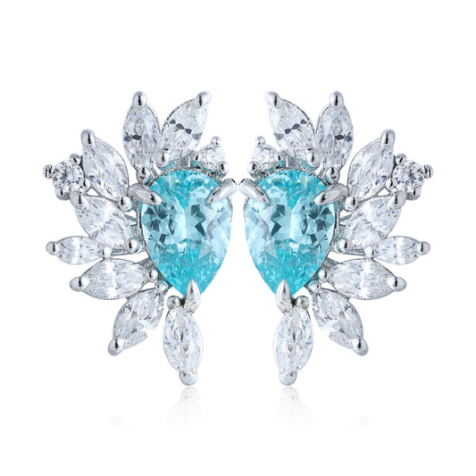 S925 Silver 2.13ct Pear Shaped Lab Grown Paraiba Earrings JE476Y