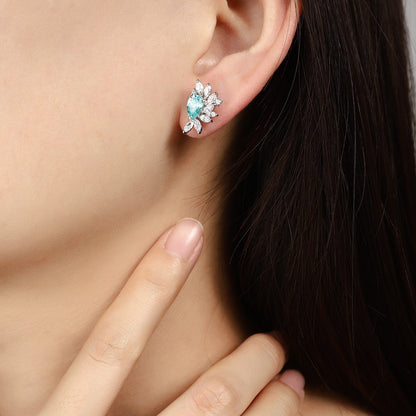 S925 Silver 2.13ct Pear Shaped Lab Grown Paraiba Earrings JE476Y