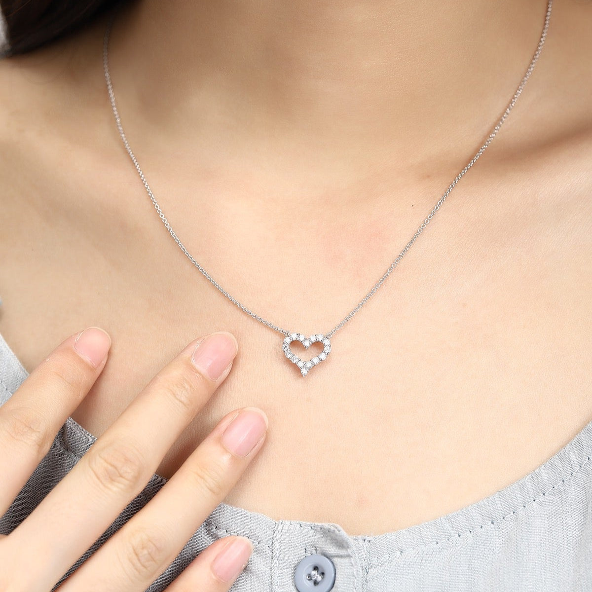 PT950 Platinum 0.50ct Lab Grown Diamond Heart Shaped Necklace PTJ013