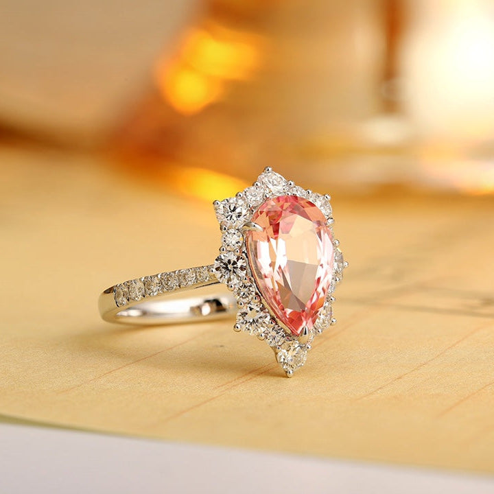 PT950 Platinum 2.9ct Waterdrop Shaped Lab Grown Diamond Morgan Powder Ring PR1522