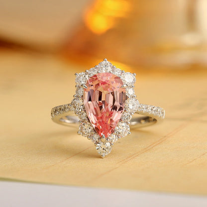 PT950 Platinum 2.9ct Waterdrop Shaped Lab Grown Diamond Morgan Powder Ring PR1522