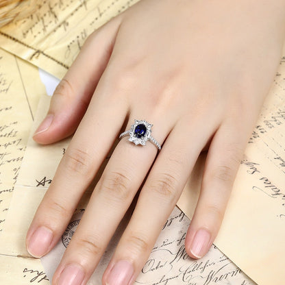 PT950 Platinum 0.73ct Oval Lab Grown Blue Treasure Ring RRUR182061