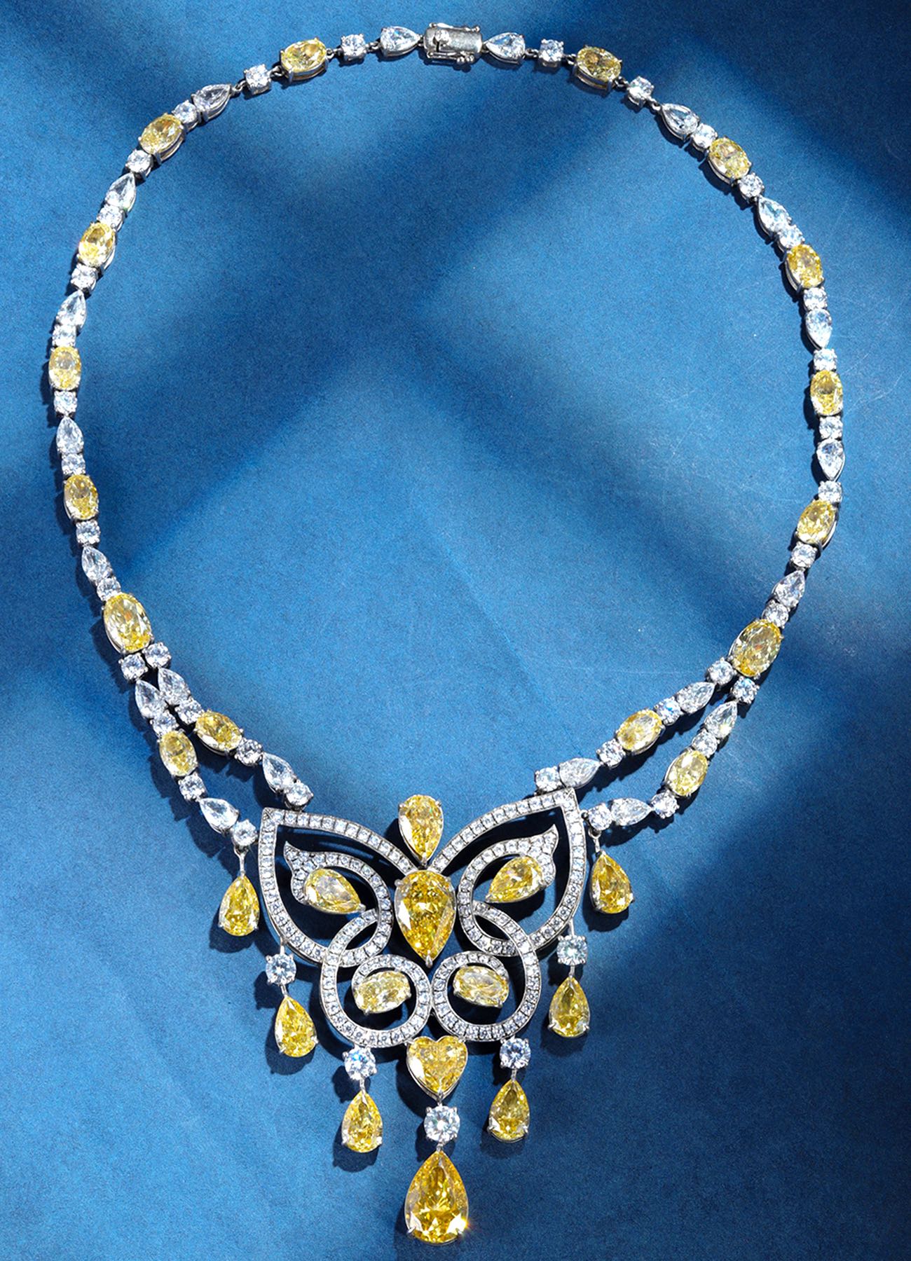 S925 Silver 10ct Yellow Imitation Diamond Water Droplet Luxury Large Chain Set A