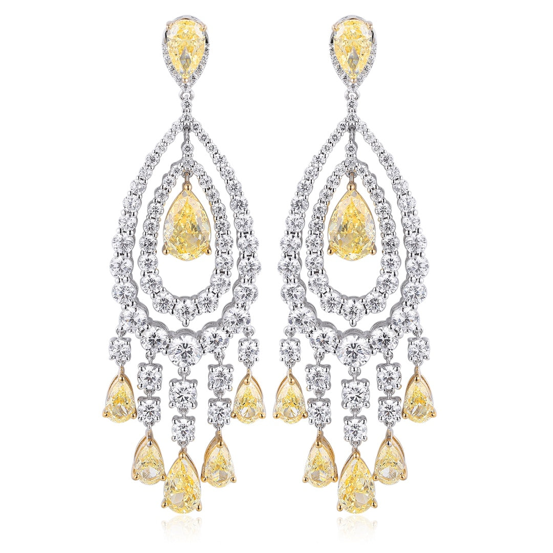 9K Gold Imitation Diamond Yellow Earrings A