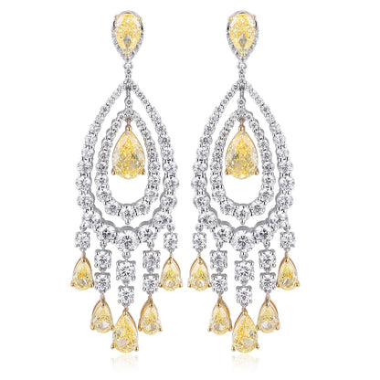 9K Gold Imitation Diamond Yellow Earrings A