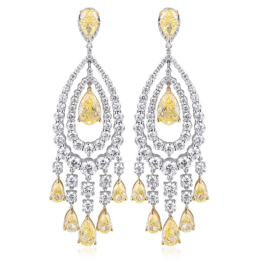 9K Gold Imitation Diamond Yellow Earrings A