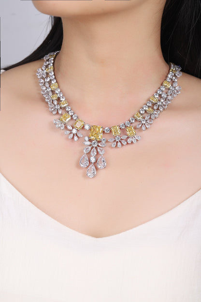 S925 Silver 94.57ct Imitation Diamond Redion Luxury Large Chain Set A