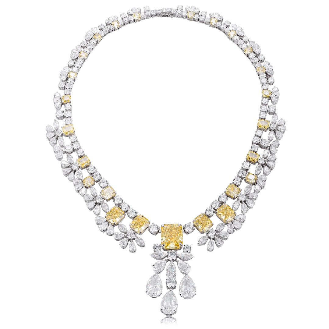 S925 Silver 94.57ct Imitation Diamond Redion Luxury Large Chain Set A