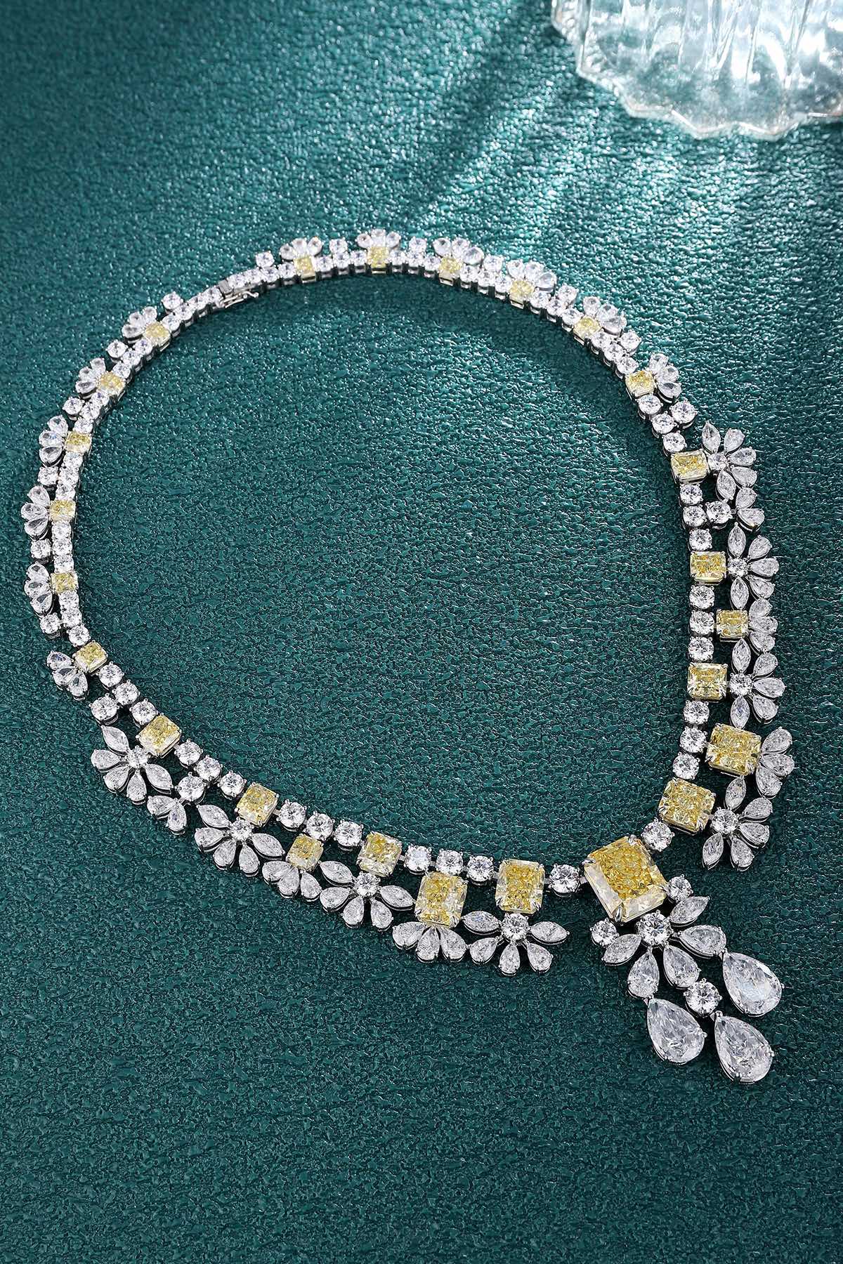 S925 Silver 94.57ct Imitation Diamond Redion Luxury Large Chain Set A