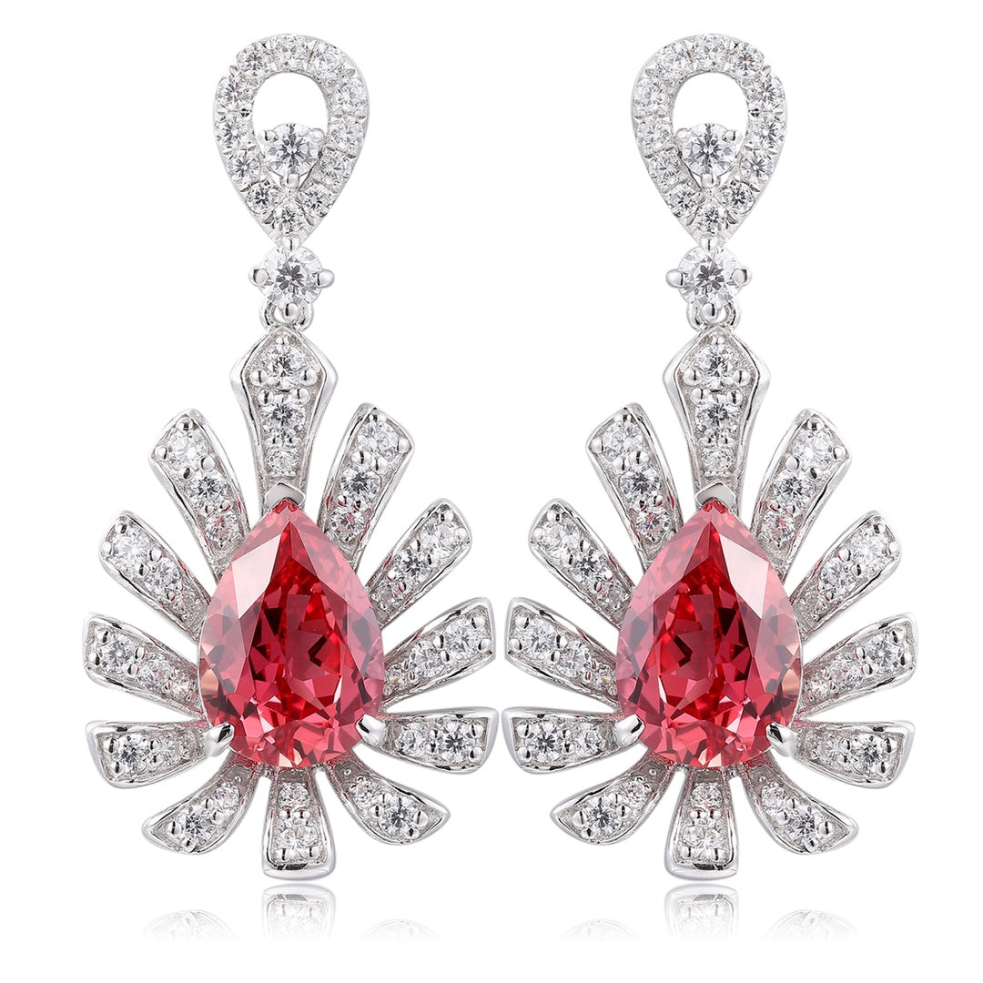 S925 Silver Droplet Shaped 5ct Lab Grown Papalachara Earrings A