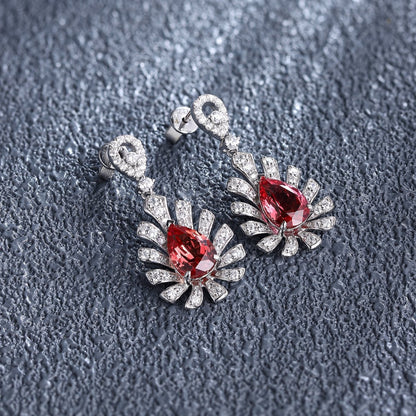 S925 Silver Droplet Shaped 5ct Lab Grown Papalachara Earrings A