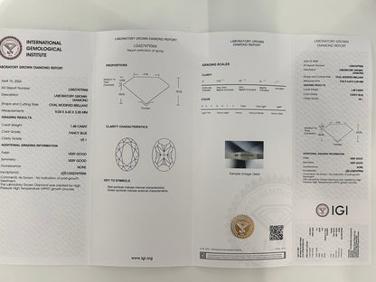 HPHT Lab Grown Blue Color Diamonds Ovel Shape  0.5ct~5.0ct VVS/VS With Certificate