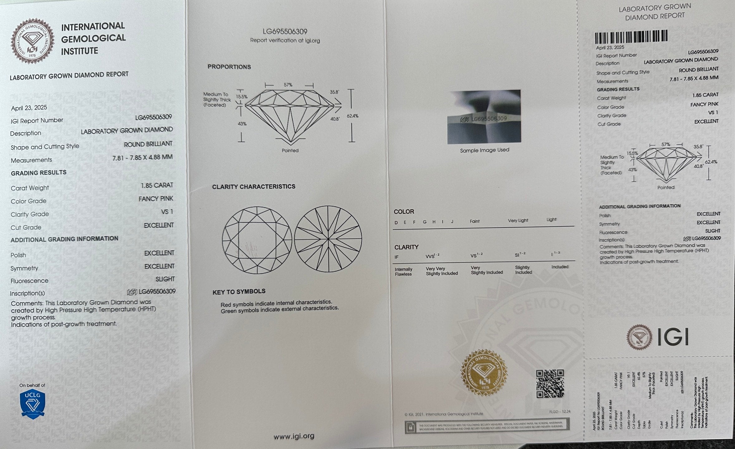 HPHT Lab Grown Pink Color Diamonds Round Shape 0.5ct~5.0ct VVS/VS With IGI Certificate