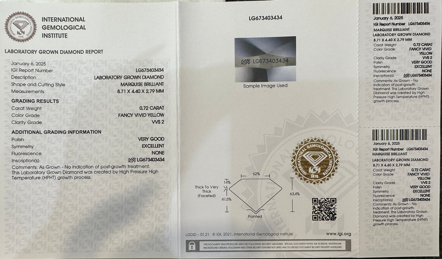 HPHT Lab Grown Yellow Color Diamonds Marquise Shape 0.5ct~5.0ct VVS/VS With IGI Certificate