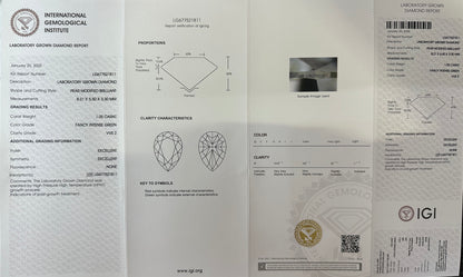 HPHT Lab Grown Green Color Diamonds Briolette Shape 0.5ct~5.0ct VVS/VS With IGI Certificate