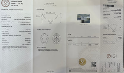HPHT Lab Grown Green Color Diamonds Oval Shape 0.5ct~5.0ct VVS/VS With IGI Certificate