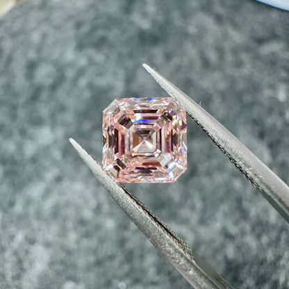 CVD Lab Grown Pink Color Diamonds ASSCHER Cut 0.5ct~5.0ct VVS/VS With IGI Certificate