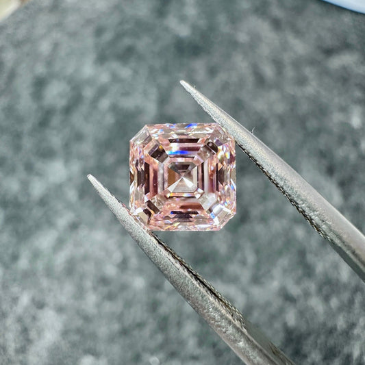 CVD Lab Grown Pink Color Diamonds ASSCHER Cut 0.5ct~5.0ct VVS/VS With IGI Certificate