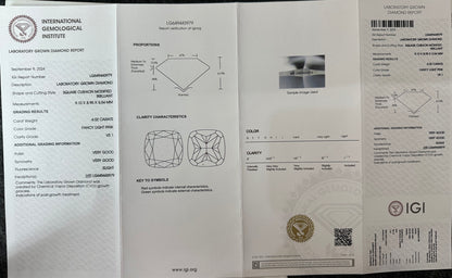 CVD Lab Grown Pink Color Diamonds Cushion Shape 0.5ct~5.0ct VVS/VS With IGI Certificate