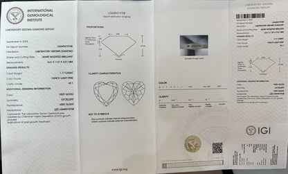 CVD Lab Grown Pink Color Diamonds Heart Shape 0.5ct~5.0ct VVS/VS With IGI Certificate