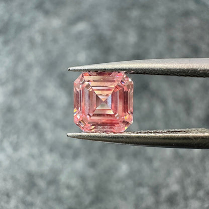 CVD Lab Grown Pink Color Diamonds ASSCHER Cut 0.5ct~5.0ct VVS/VS With IGI Certificate