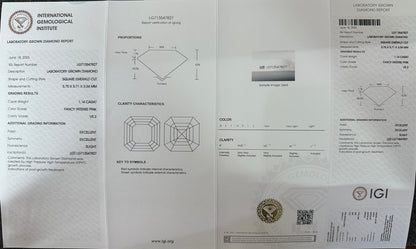 CVD Lab Grown Pink Color Diamonds ASSCHER Cut 0.5ct~5.0ct VVS/VS With IGI Certificate