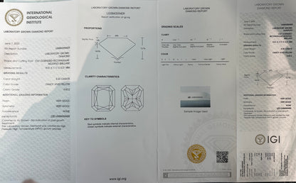 HPHT Lab Grown Yellow Color Diamonds Radiant Cut 0.5ct~5.0ct VVS/VS With IGI Certificate