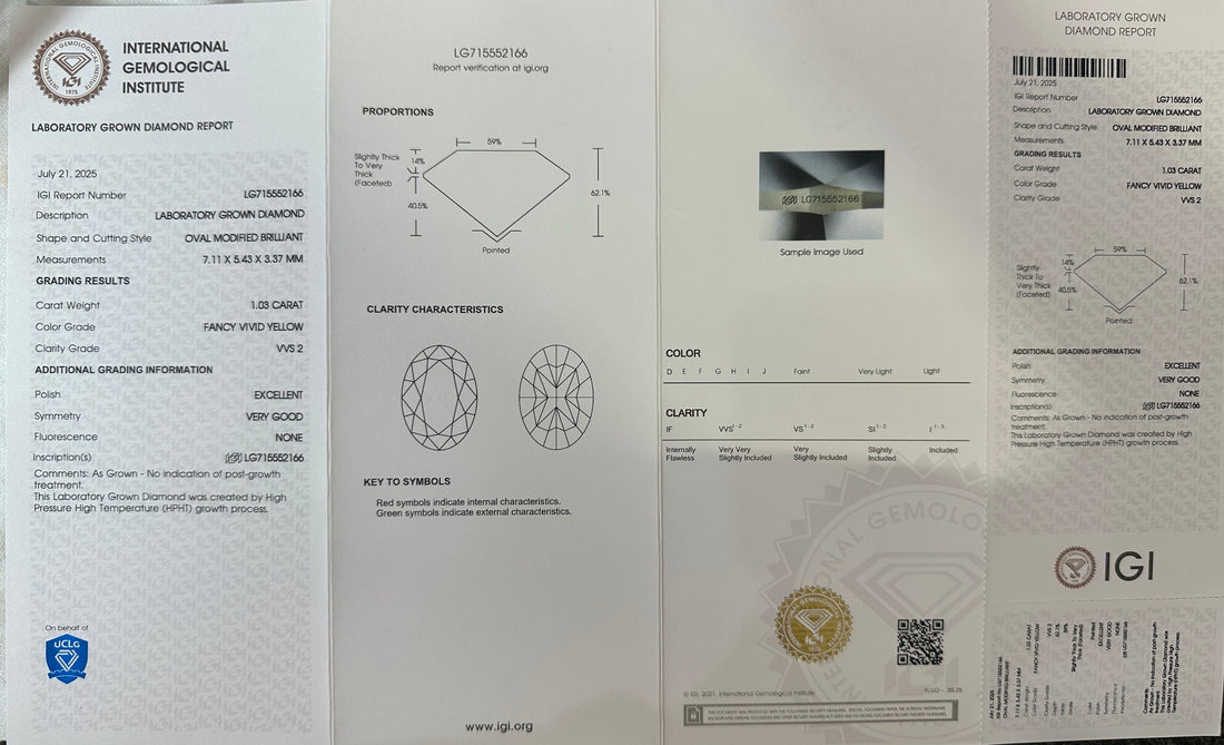 HPHT Lab Grown Yellow Color Diamonds Oval Shape 0.5ct~5.0ct VVS/VS With IGI Certificate