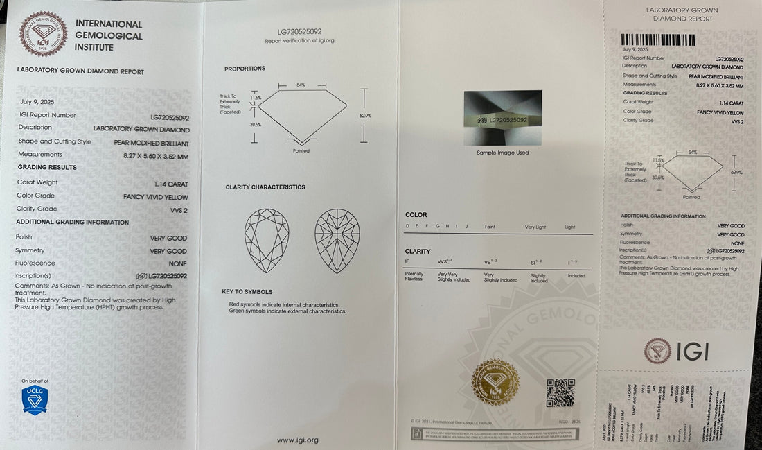HPHT Lab Grown Yellow Color Diamonds Briolette Shape 0.5ct~5.0ct VVS/VS With IGI Certificate