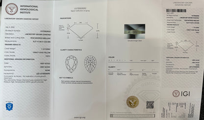 HPHT Lab Grown Yellow Color Diamonds Briolette Shape 0.5ct~5.0ct VVS/VS With IGI Certificate