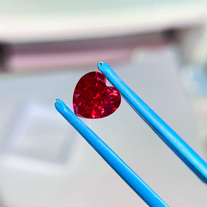 Czochralski Lab Grown Ruby Heart Shape