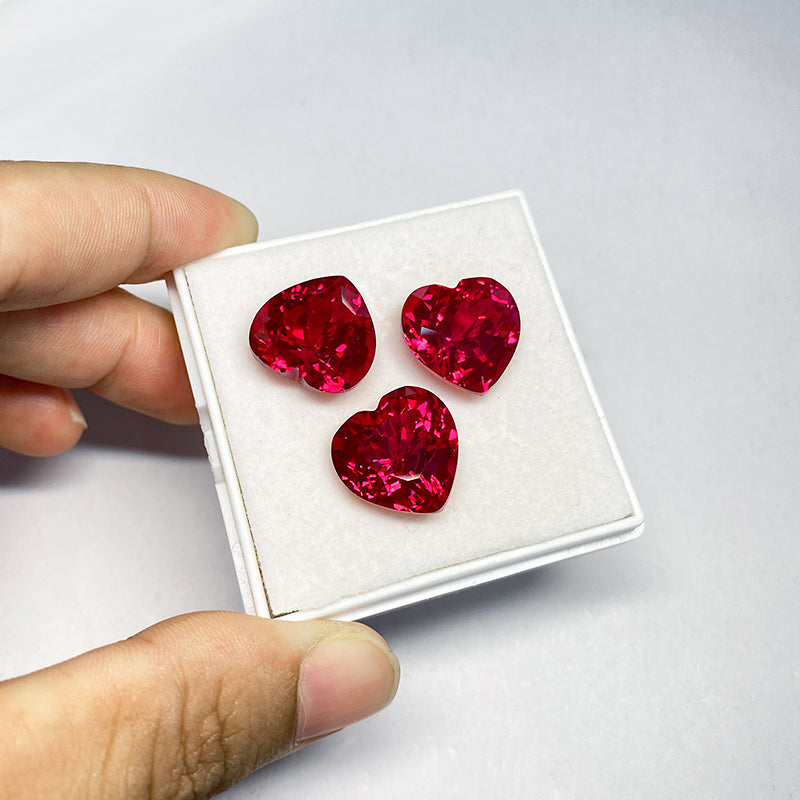Czochralski Lab Grown Ruby Heart Shape