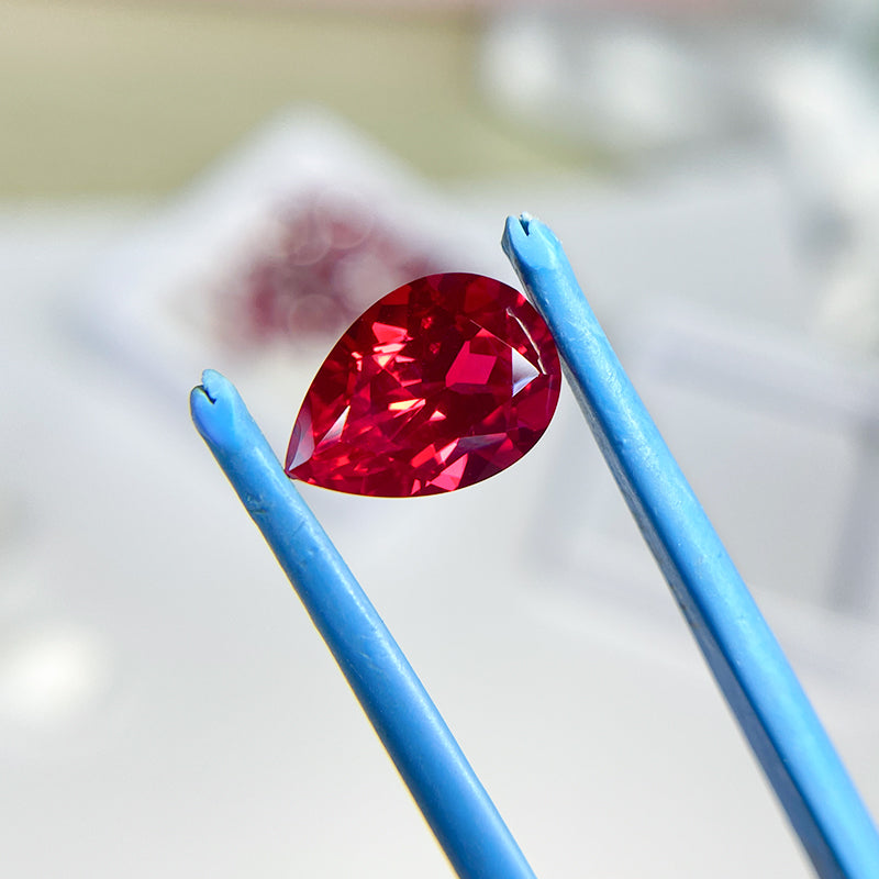 5A Lab Grown Ruby Pear Shape