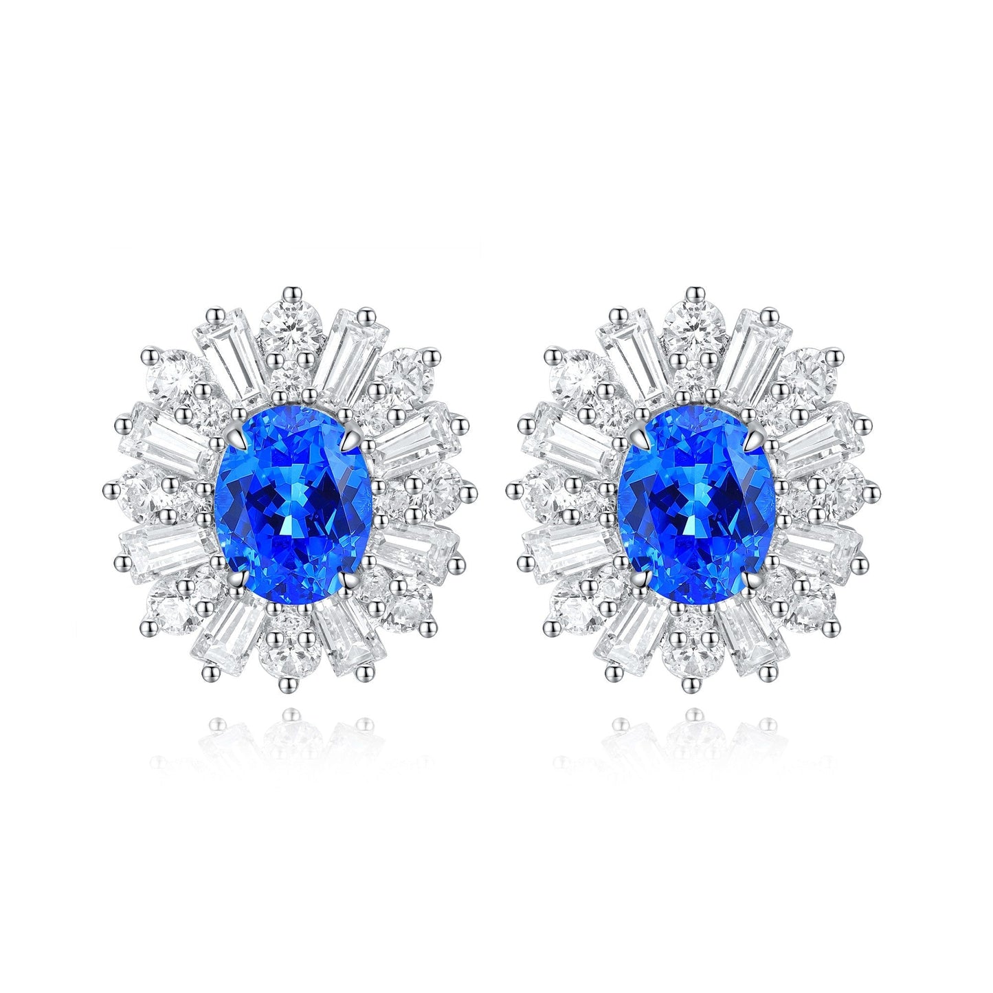 S925 Silver 2.1ct Lab Grown Cobalt Pointed Crystal Earrings