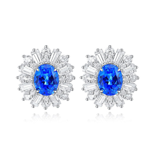 S925 Silver 2.1ct Lab Grown Cobalt Pointed Crystal Earrings