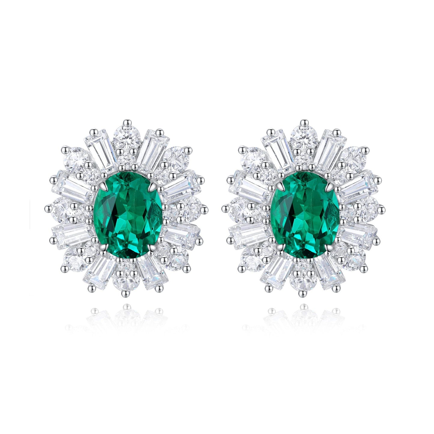 S925 Silver 1.45ct Lab Grown Emerald Earrings JSEGE404Y