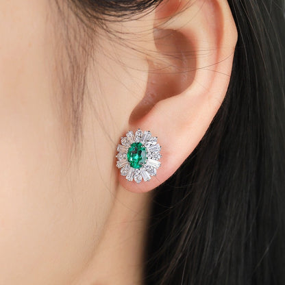 S925 Silver 1.45ct Lab Grown Emerald Earrings JSEGE404Y