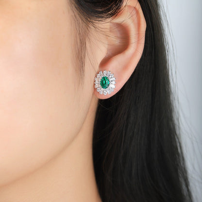 S925 Silver 1.45ct Lab Grown Emerald Earrings JSEGE404Y