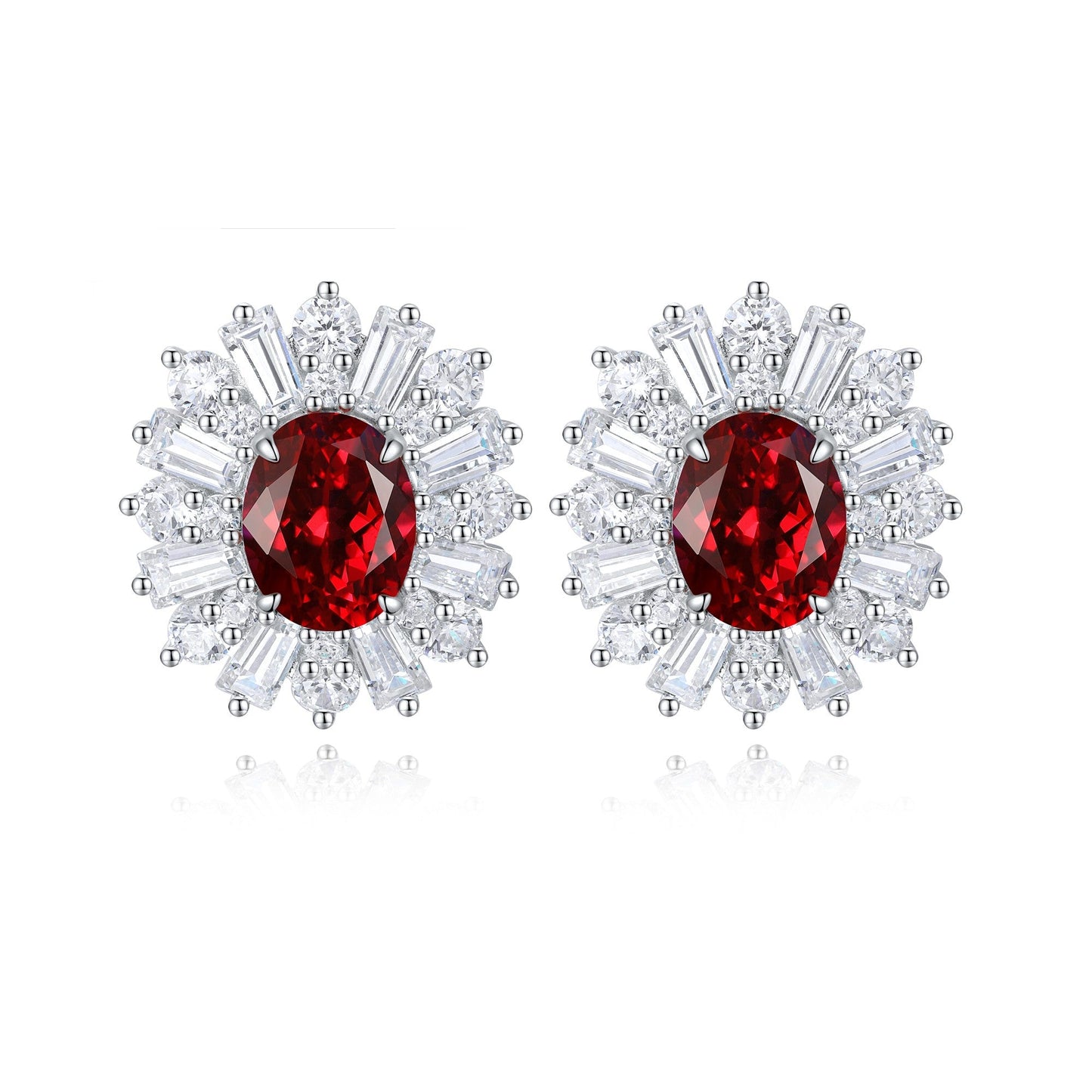 S925 silver 2.03ct Lab Grown Ruby Treasure Earrings JRURE404Y