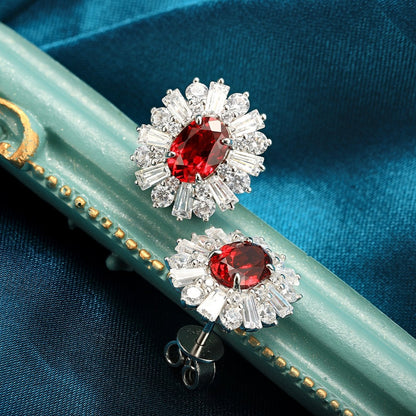 S925 silver 2.03ct Lab Grown Ruby Treasure Earrings JRURE404Y
