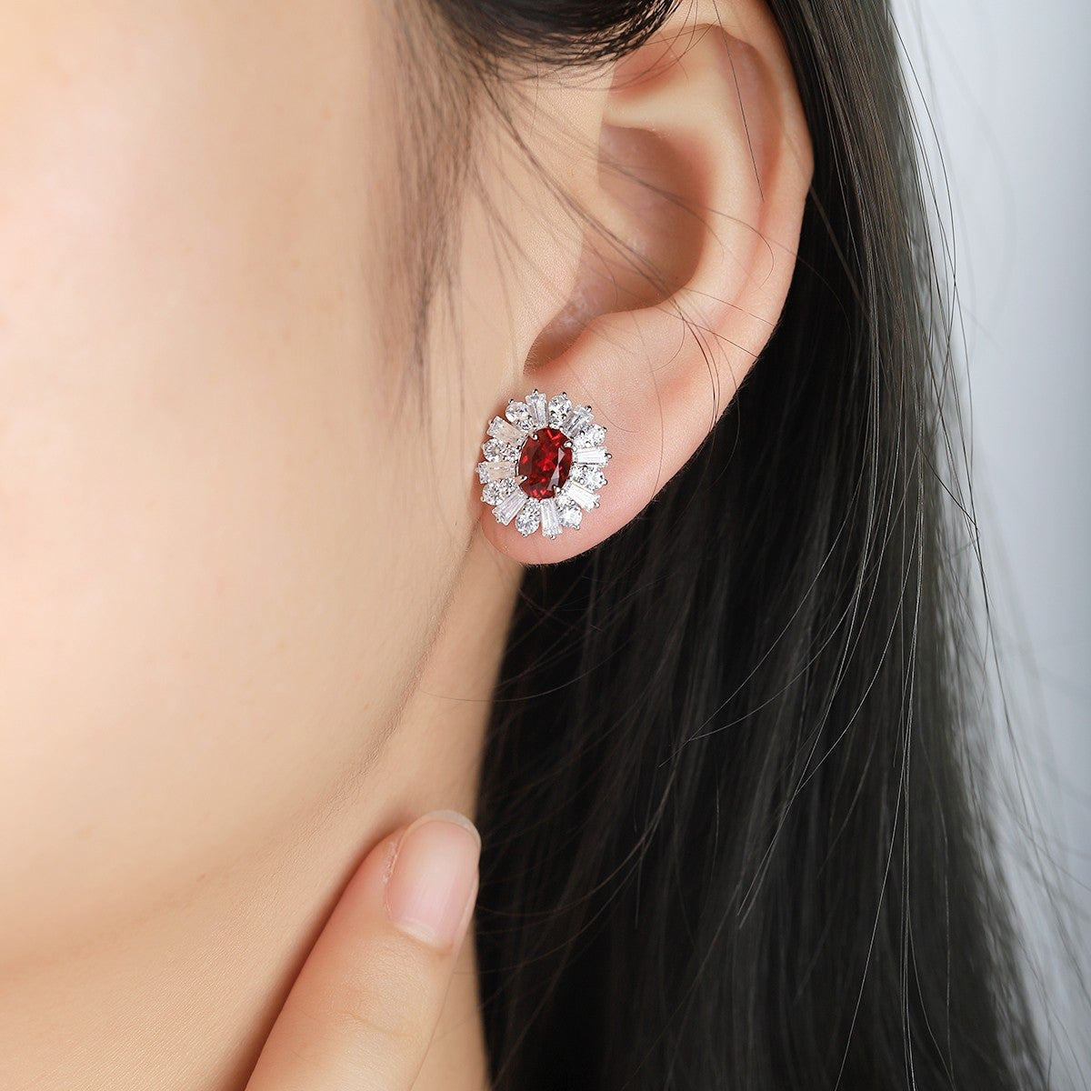 S925 silver 2.03ct Lab Grown Ruby Treasure Earrings JRURE404Y