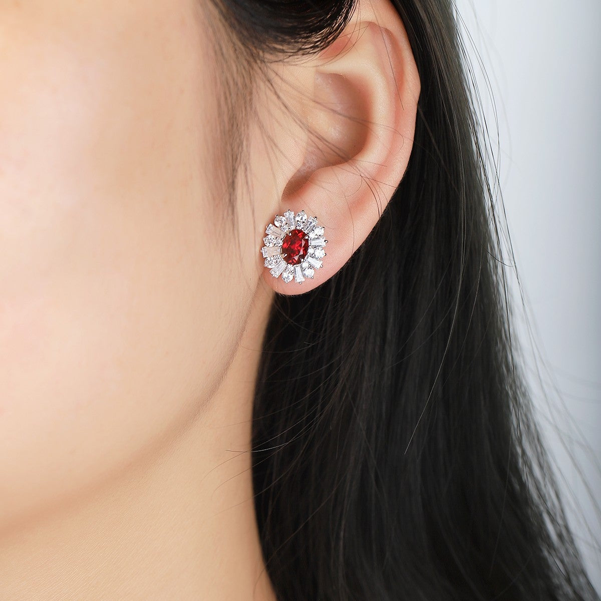 S925 silver 2.03ct Lab Grown Ruby Treasure Earrings JRURE404Y
