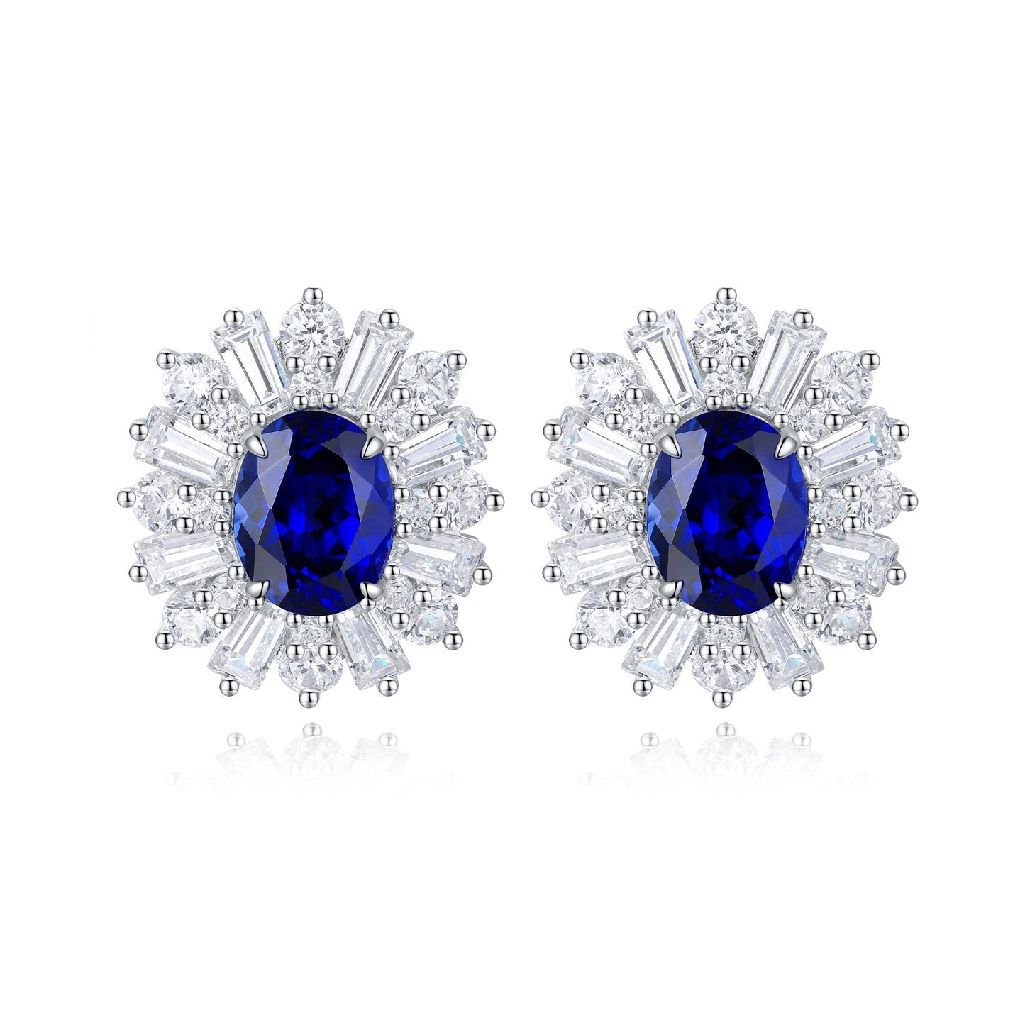 S925 Silver 2.36ct Lab Grown Blue Treasure Earnail JSABE404Y