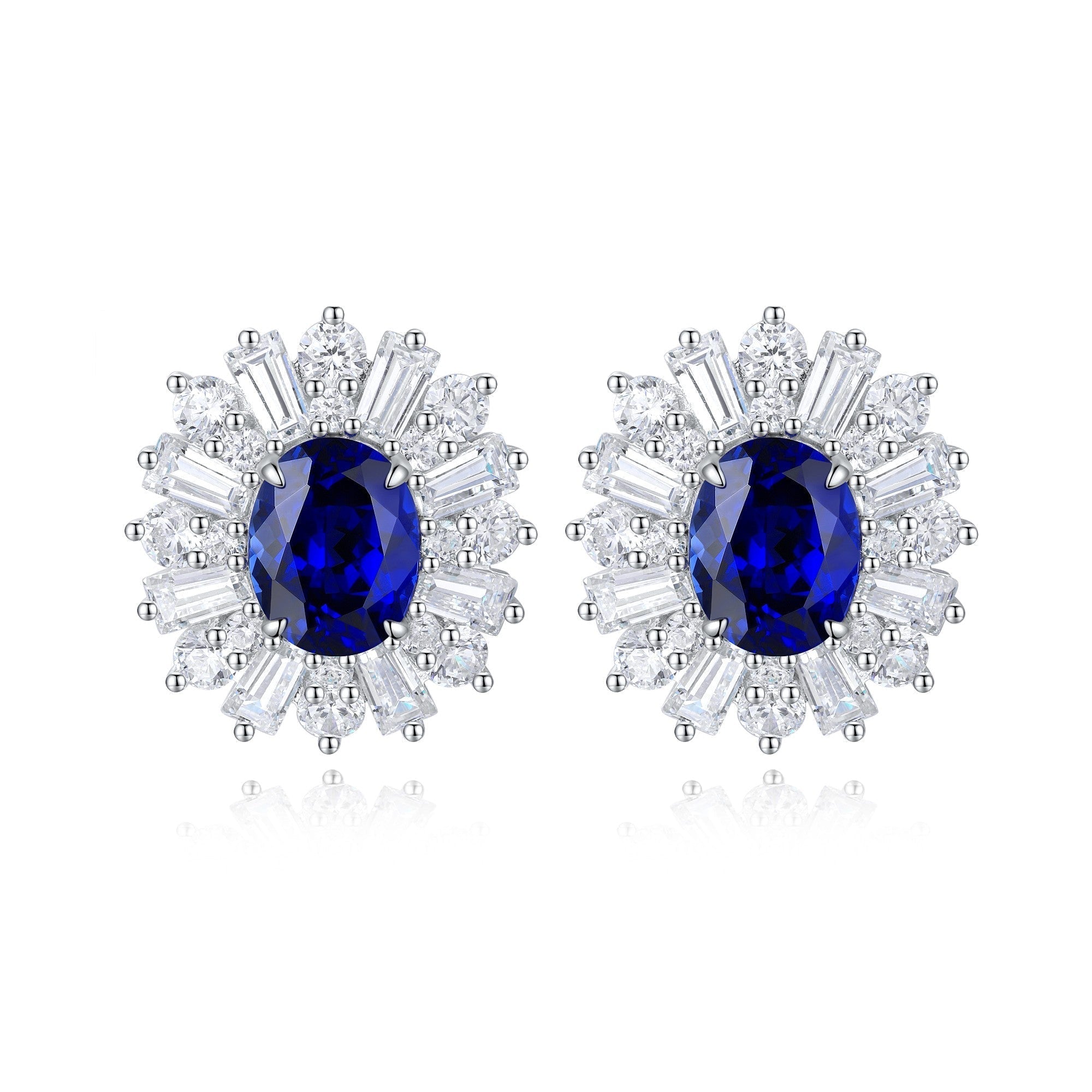 S925 Silver 2.36ct Lab Grown Blue Treasure Earnail JSABE404Y