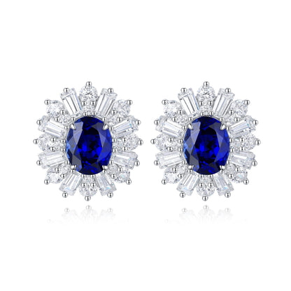 S925 Silver 2.36ct Lab Grown Blue Treasure Earnail JSABE404Y