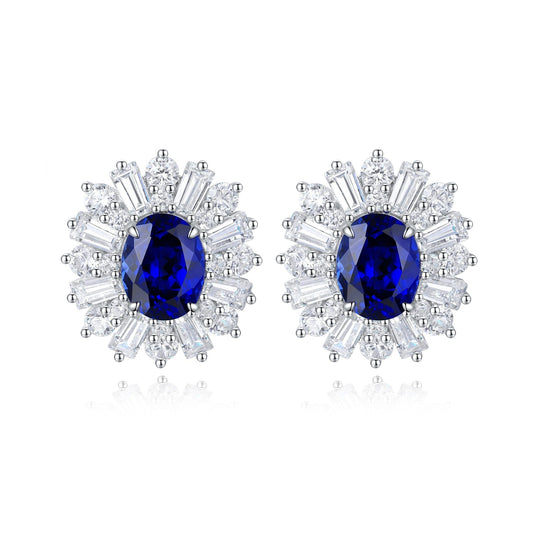 S925 Silver 2.36ct Lab Grown Blue Treasure Earnail JSABE404Y